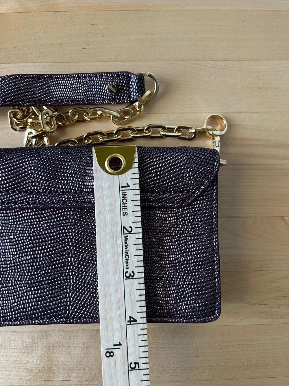 New Tory Burch Envelope Crossbody Bag in Dark Plum with Gold Chain